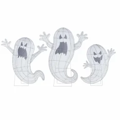 Glitzhome® Set of 3 Lighted Halloween 2.5D Ghosts Family Outdoor Decor
