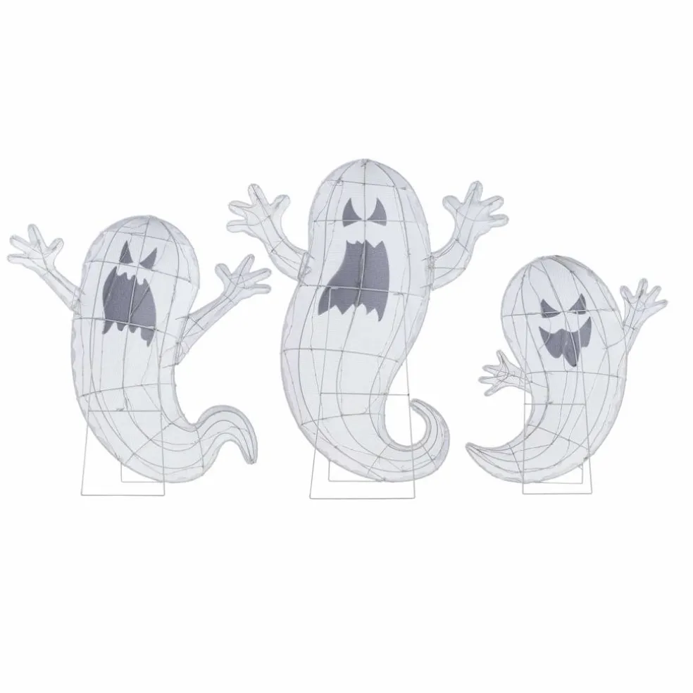 Glitzhome® Set of 3 Lighted Halloween 2.5D Ghosts Family Outdoor Decor