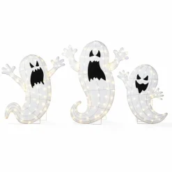 Glitzhome® Set of 3 Lighted Halloween 2.5D Ghosts Family Outdoor Decor