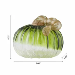 Glitzhome® Short Crackle Glass Pumpkin, Green