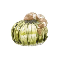 Glitzhome® Short Crackle Glass Pumpkin, Green