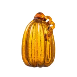 Glitzhome® Tall Crackle Glass Pumpkin, Amber