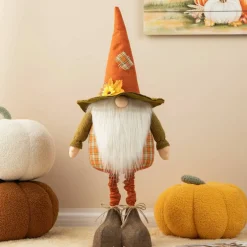 Glitzhome® Telescoped Fabric Fall Gnome Standing Décor