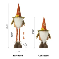 Glitzhome® Telescoped Fabric Fall Gnome Standing Décor