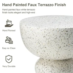 Glitzhome® 17.25" Terrazzo Garden Accent Stool