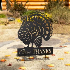 Glitzhome® 30" Thanksgiving Metal Silhouette Turkey Yard Stake