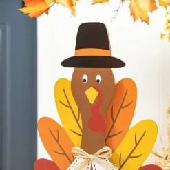 Glitzhome® 31" Thanksgiving Wooden Turkey Porch Décor