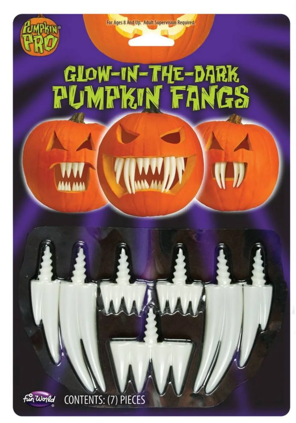Glow in the Dark Pumpkin Fangs Prop