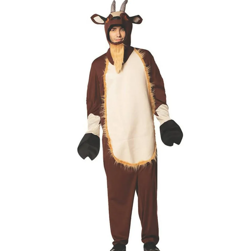 Goat Adult Costume Polyester Jumpsuit Foam Horns and Headpiece