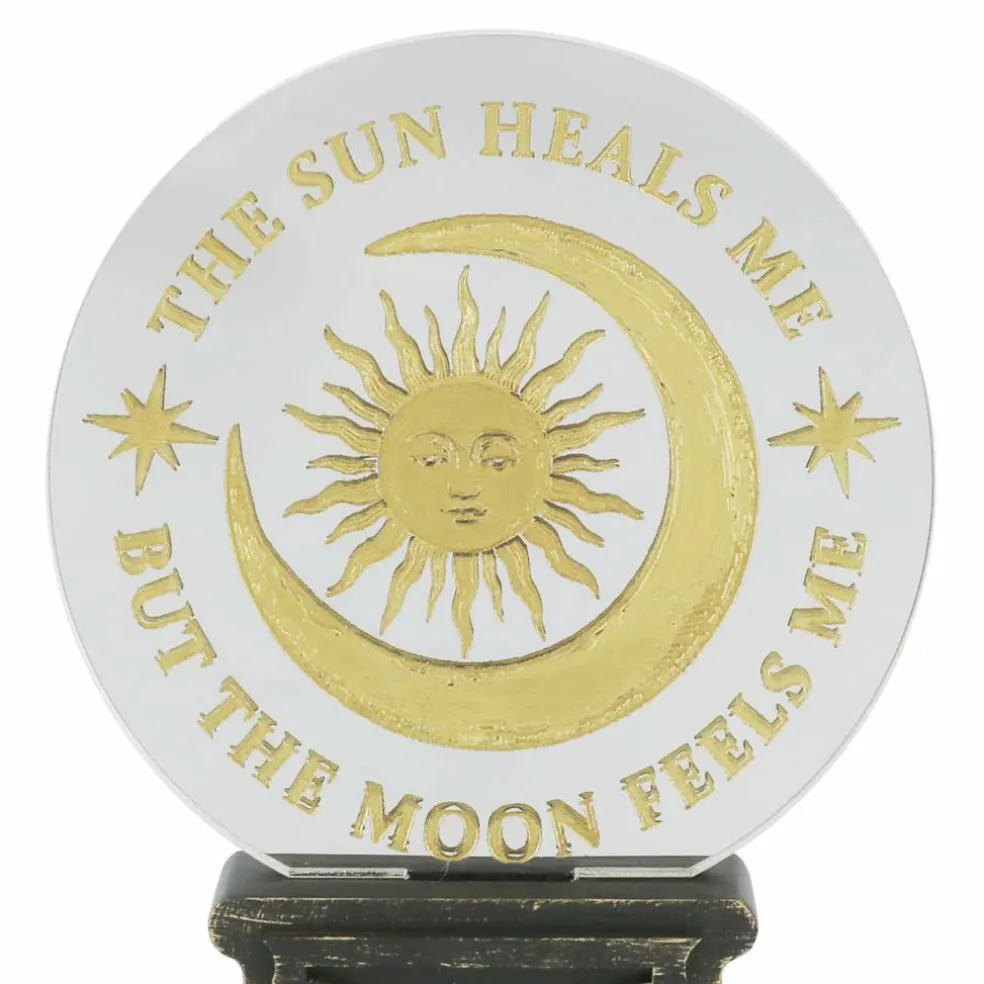 7.25" Gold & Black Sun & Moon Mirrored Tabletop Décor by Ashland®