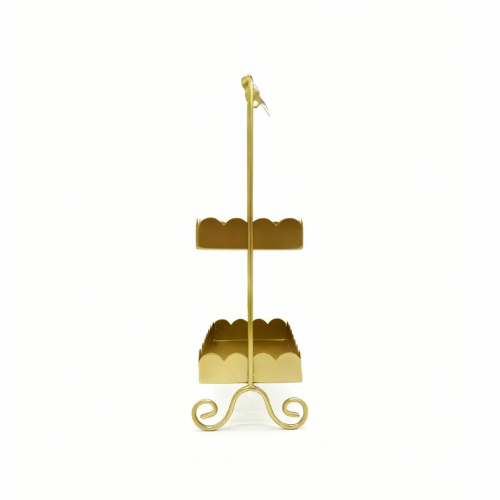 11" Gold Bow-Topped 2-Tier Decorative Metal Tray by Ashland®