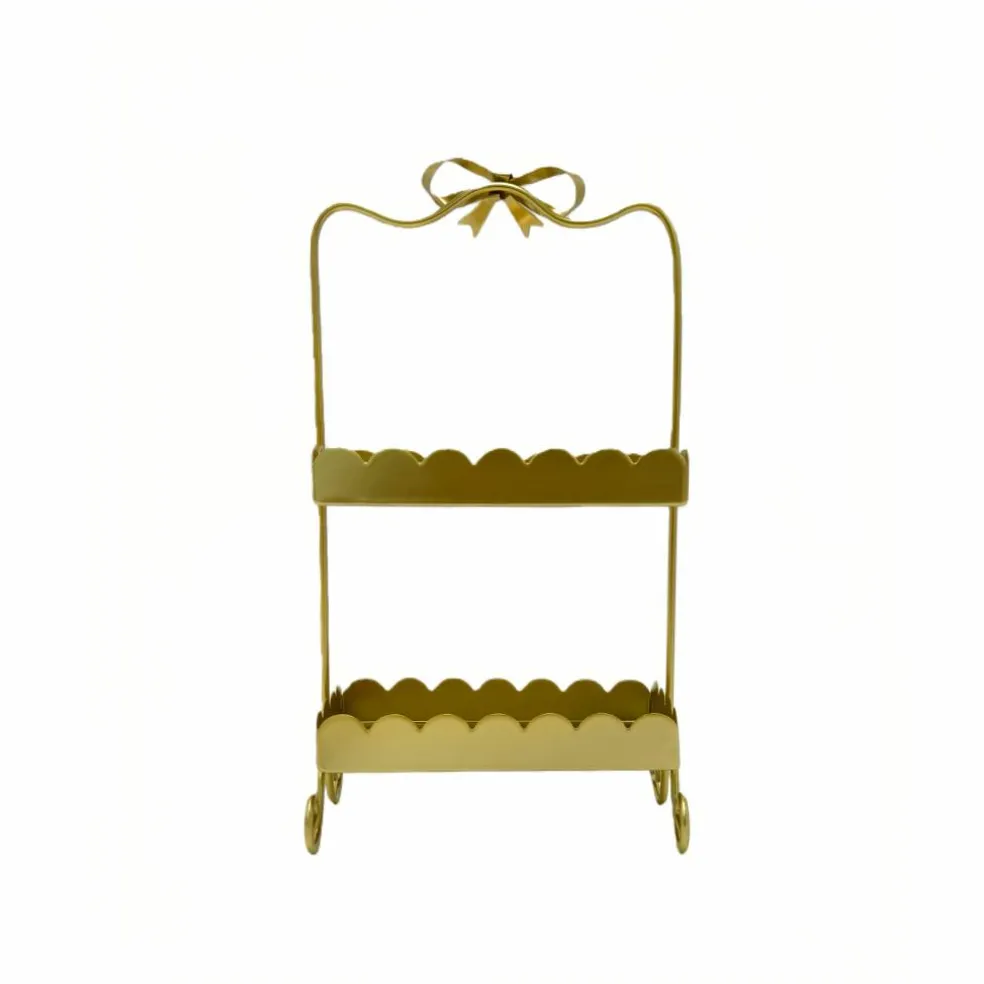 11" Gold Bow-Topped 2-Tier Decorative Metal Tray by Ashland®