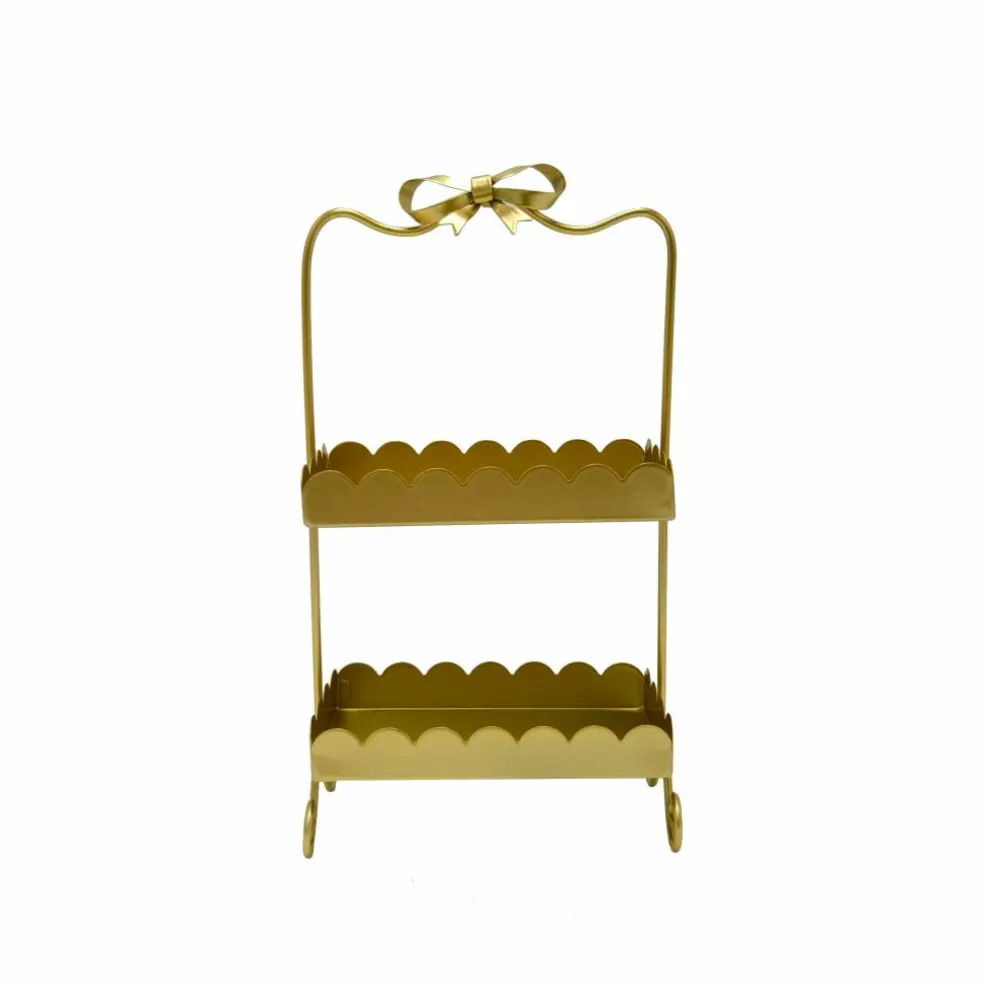 11" Gold Bow-Topped 2-Tier Decorative Metal Tray by Ashland®