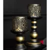 7" Gold-Brushed Black Filigree Metal Tealight Candle Holder by Ashland®