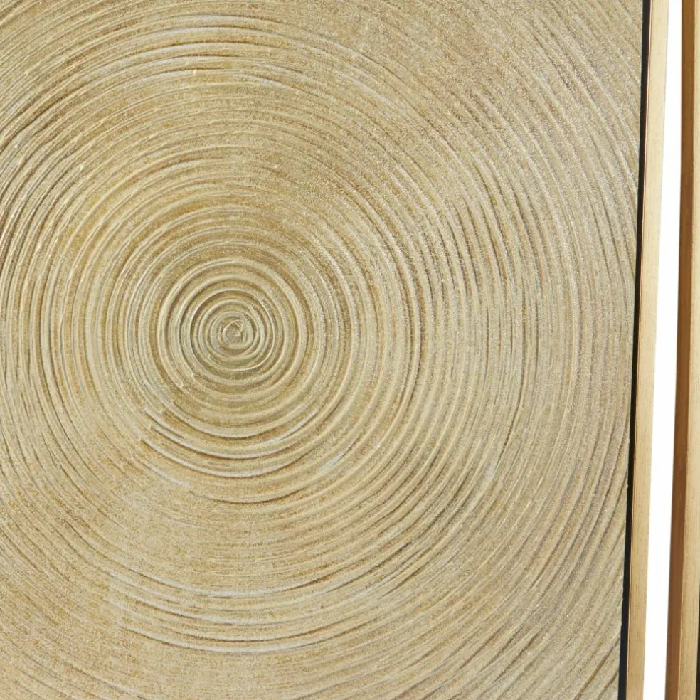 Gold Canvas Ripple Starburst Framed Wall Art with Gold Frame Set of 3 32", 16", 16"