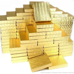 100 Gold Cotton Boxes Necklace Chain Gift Box Displays 6 1/8"