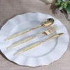 24 Gold Disposable Plastic CUTLERY Spoon Fork and Knife Set