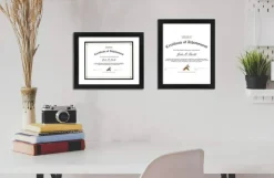 Golden State Art, 11x14 Diploma Frame for 8.5x11 Document & Certificates with Mat, Or 11x14 Without Mat, Real Glass, Double Mat (Black with White/Black, 1 Pack, Solid Wood)