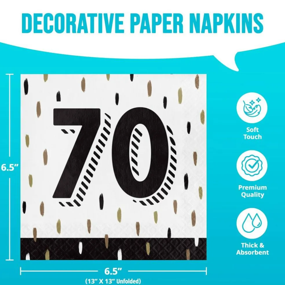 Golden Wishes 70th Luncheon Napkins (16/Pkg)