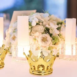 Gold Fillable Crown with Dome Party Favors Decorative Crown Candy Storage Boxes Fillable Golden Crown Candy Containers for Baby Shower Princess Birthday Party Supplies (15 Pieces)