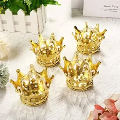 Gold Fillable Crown with Dome Party Favors Decorative Crown Candy Storage Boxes Fillable Golden Crown Candy Containers for Baby Shower Princess Birthday Party Supplies (15 Pieces)
