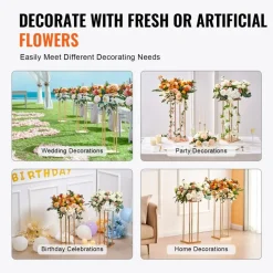 Gold Floral Centerpiece Stands 4PCS, 31.5" High Wedding and Event Display