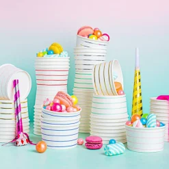 Gold Frenchie Striped Treat Cups - Pack of 16 Paper Treat Cups
