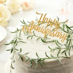 Gold Glitter Happy Anniversary Cake Topper by Celebrate Itâ„¢