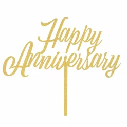 Gold Glitter Happy Anniversary Cake Topper by Celebrate It™