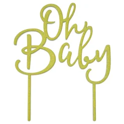 Gold Glitter Oh Baby Cake Topper by Makery®