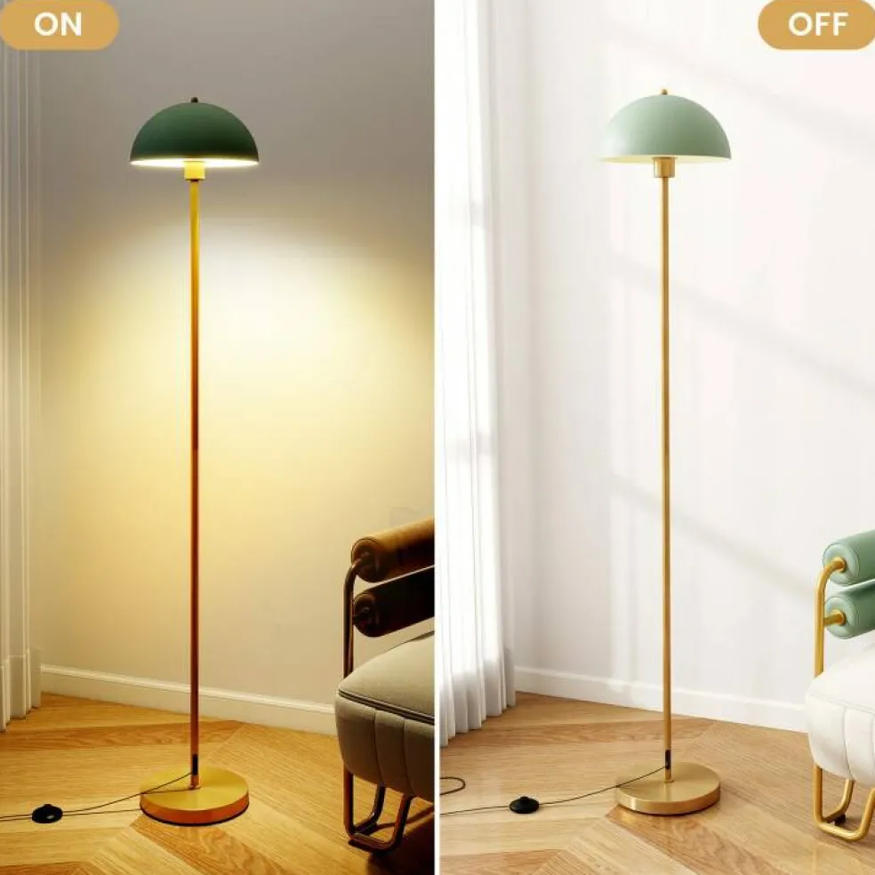 Gold & Green Floor Lamp with E26 Socket, Shatterproof Shade, Anti-Tip Base, Foot Switch