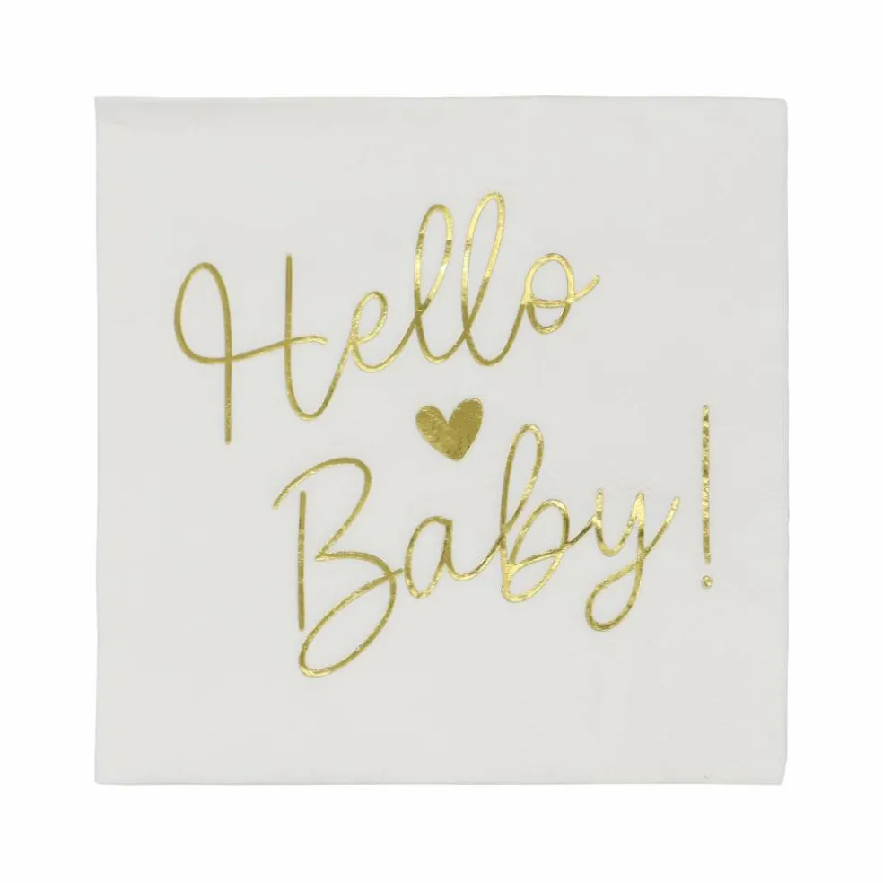 Gold Hello Baby Beverage Napkins, 20ct. by Celebrate It™