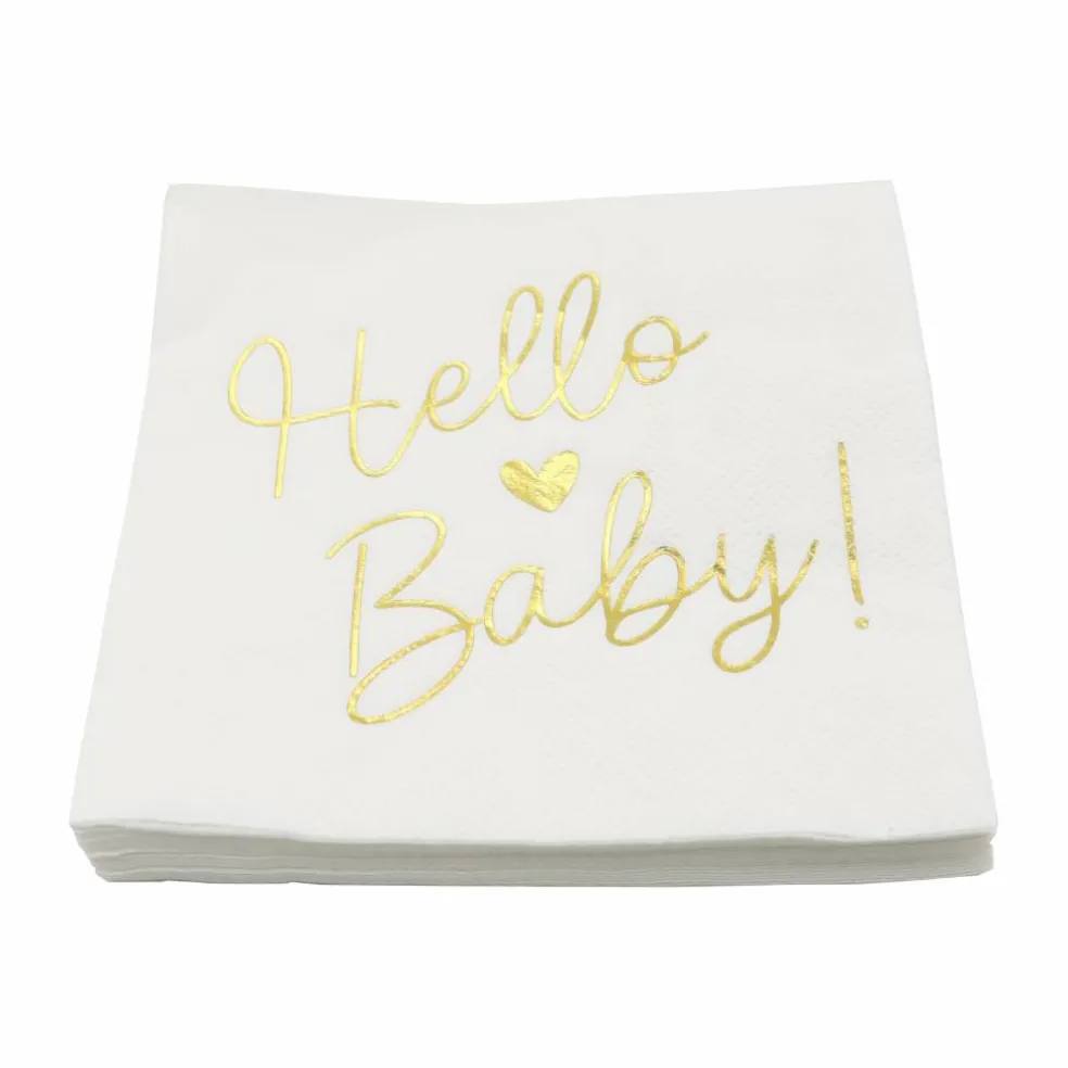 Gold Hello Baby Beverage Napkins, 20ct. by Celebrate It™