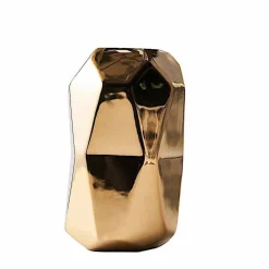 2 Gold 6-Inch Geometric Cylinder CERAMIC VASES Centerpieces