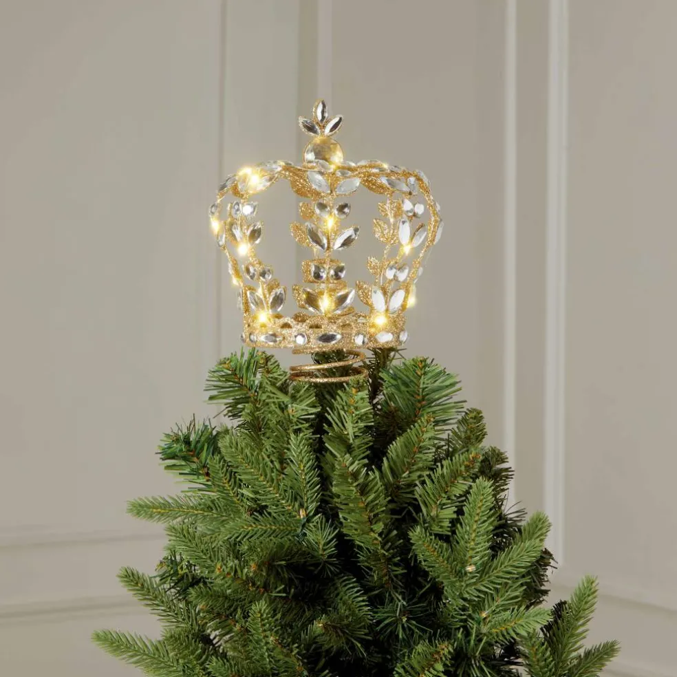 8" Gold Jeweled Crown Lighted Tree Topper by Ashland®