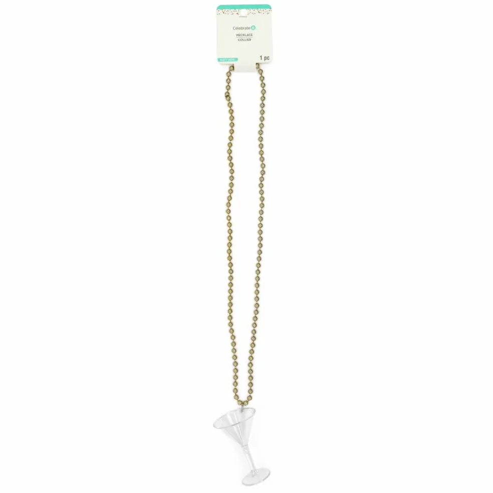 33" Gold Martini Glass Necklace by Celebrate It™