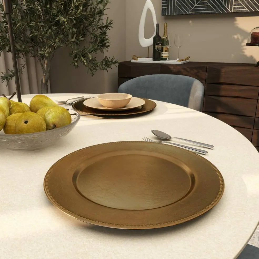 13" Gold Melamine Plastic Chargers, 8ct.