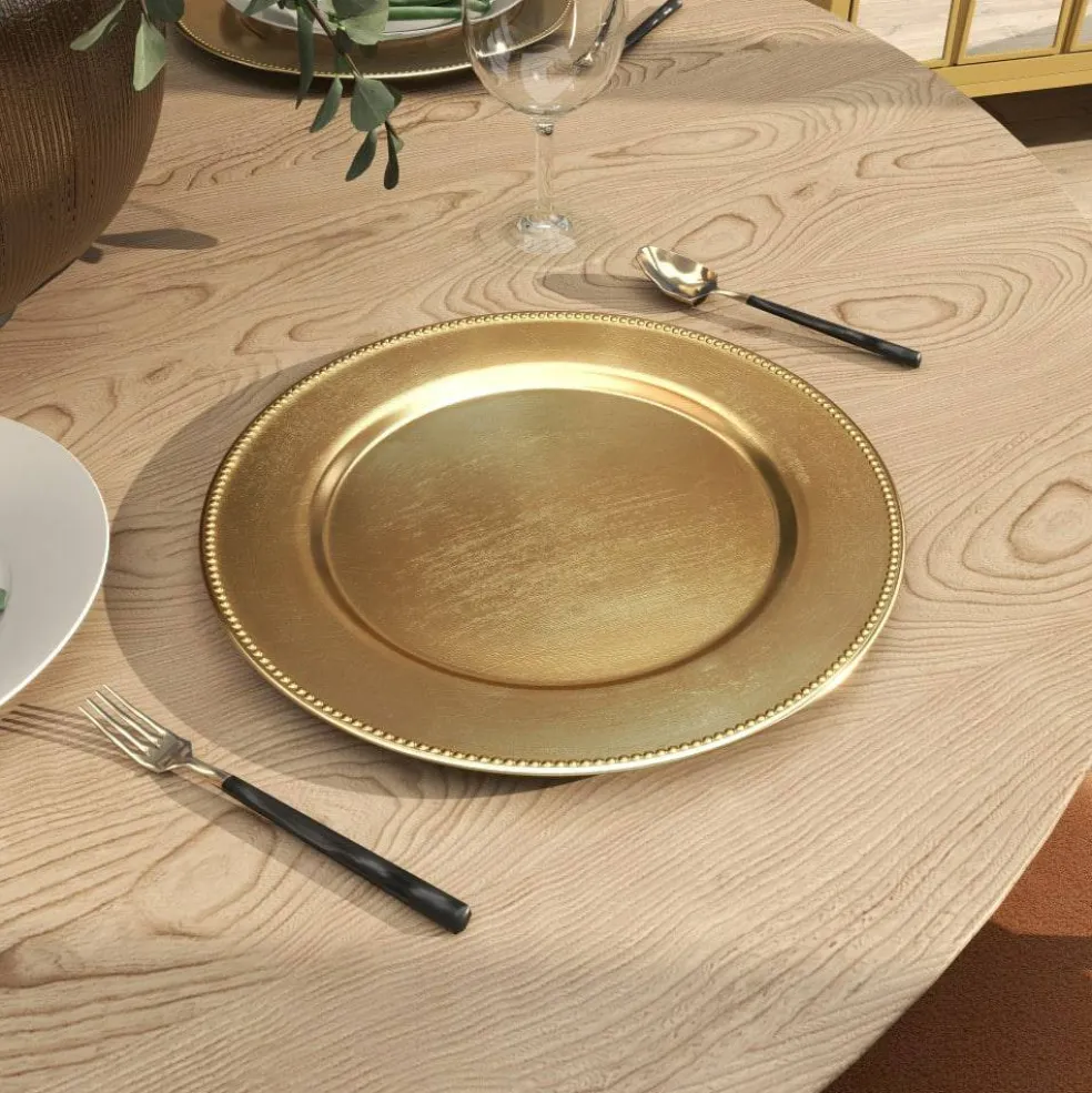 13" Gold Melamine Plastic Chargers, 8ct.