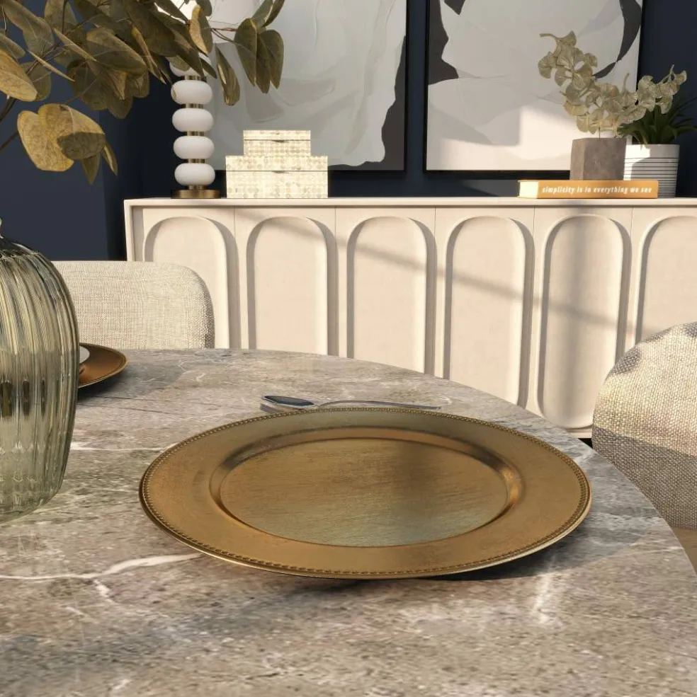 13" Gold Melamine Plastic Chargers, 8ct.