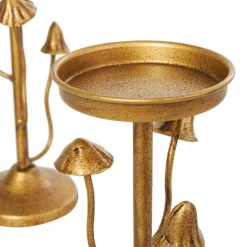 Gold Metal Abstract Mushroom Inspired Candle Holder Set