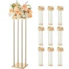 Gold Metal Cube Column Centerpiece Flower Stand 10PCS for Event Decor