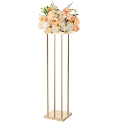 Gold Metal Cube Column Centerpiece Flower Stand 10PCS for Event Decor