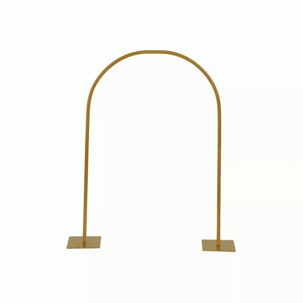 35" Gold Metal Floral Chiara Arch Table Centerpiece with Rounded Top Wedding