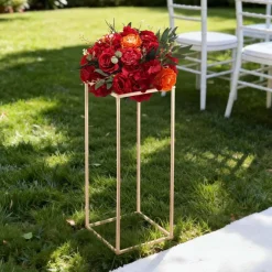 Gold Metal Floral Cube Stand 10PCS, 33LB Capacity Wedding Decor