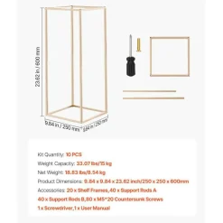 Gold Metal Floral Cube Stand 10PCS, 33LB Capacity Wedding Decor