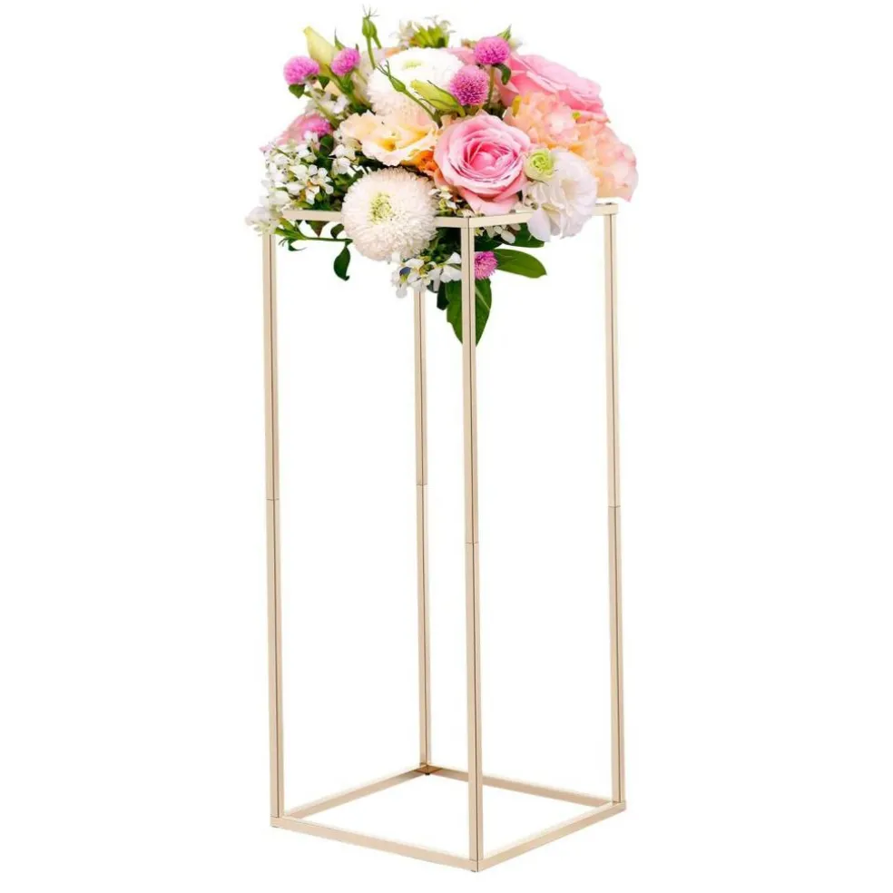 Gold Metal Floral Cube Stand 10PCS, 33LB Capacity Wedding Decor