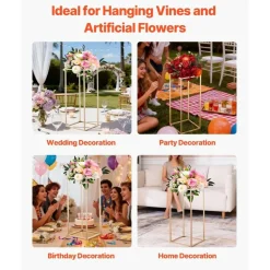 Gold Metal Floral Cube Stand 10PCS, 33LB Capacity Wedding Decor