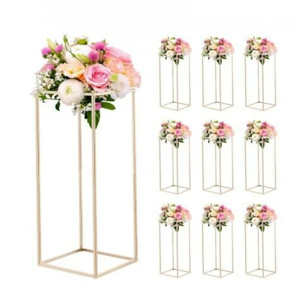 Gold Metal Floral Cube Stand 10PCS, 33LB Capacity Wedding Decor