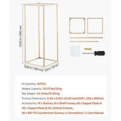 Gold Metal Floral Display Stand 10PCS, Rectangular Cube Wedding Decor
