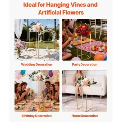 Gold Metal Floral Display Stand 10PCS, Rectangular Cube Wedding Decor